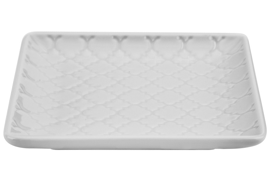 Talerz płytki kwadratowy 11cm Marrakesz biały