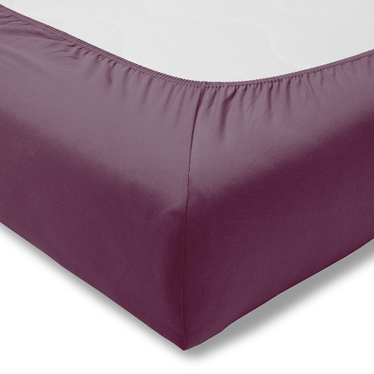 Prześcieradło z gumką jersey 150x200 cm AUBERGINE feinjersey