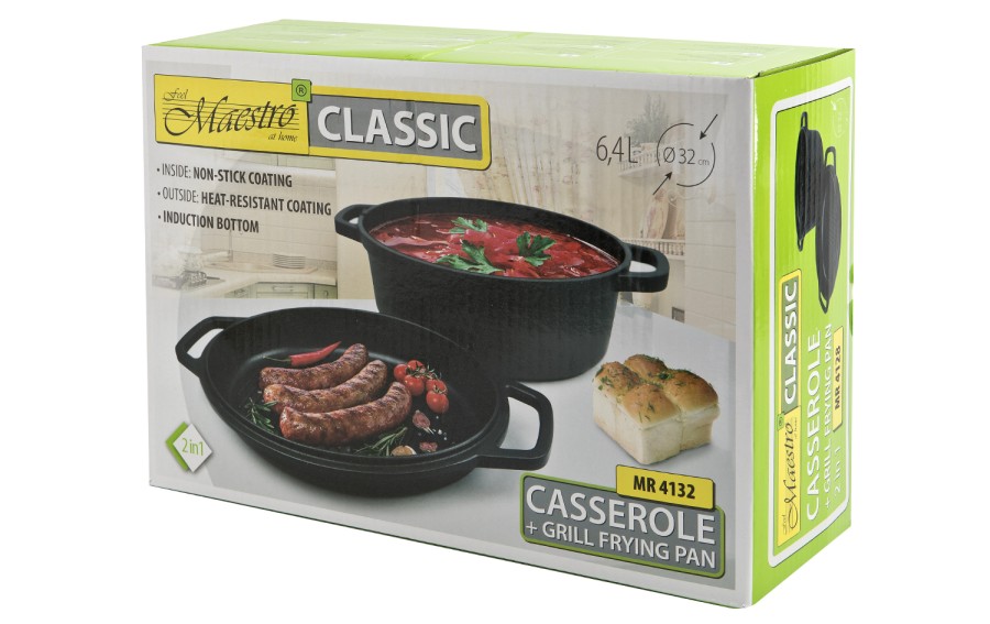 Garnek z patelnią grillową 6,4L MR-4132