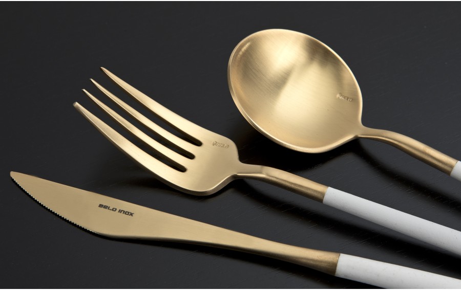 Sztućce Neo White Gold 6/24 Belo Inox