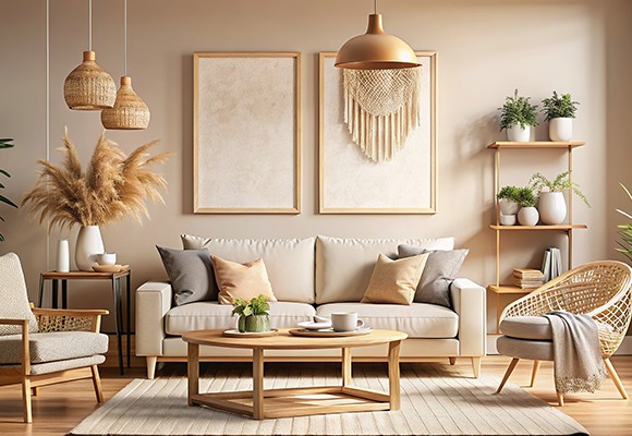 Salon w stylu scandi boho: połączenie minimalizmu i swobody boho 